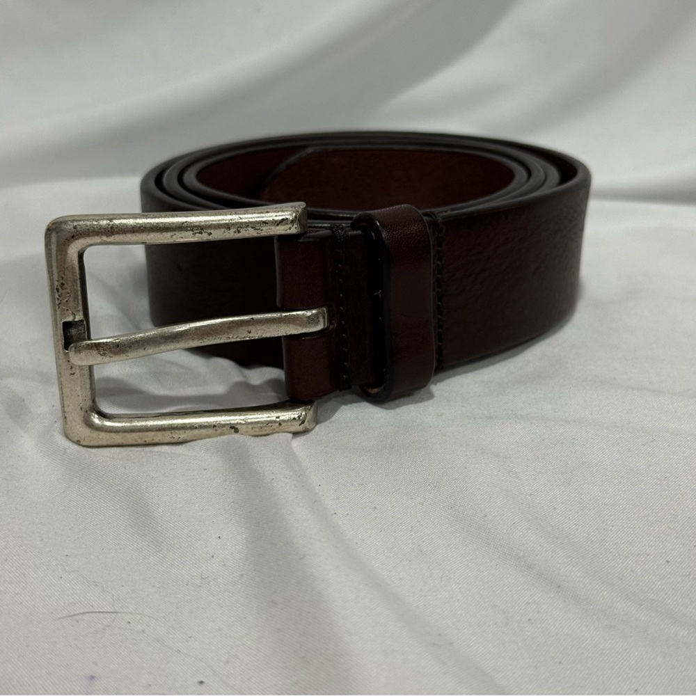 To Boot New York Dark Brown Leather Belt Handmade in Italy Size 36 Designer Luxe